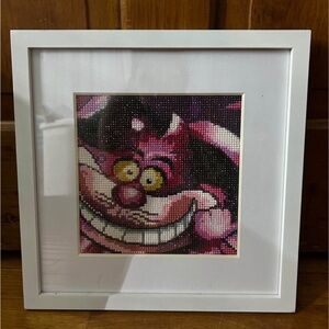 Framed Pink and Purple Cat handmade Diamond Painting